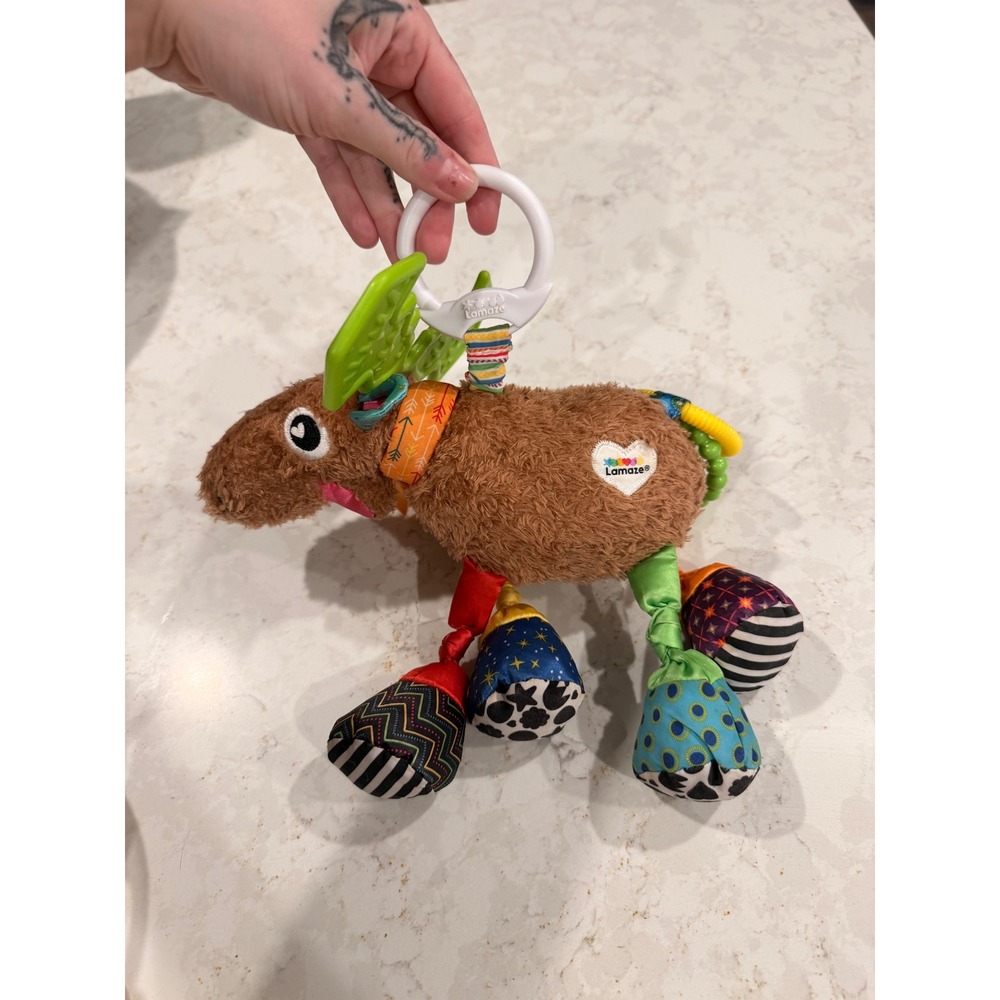 Lamaze Mortimer the Moose Baby Sensory Plush Clip On Teether Toy L27014 Brown‎